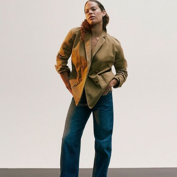 Madewell -954 NWT Crossover Blazer in (Re)generative Chino Dark‎ Khaki Small - Picture 1 of 12